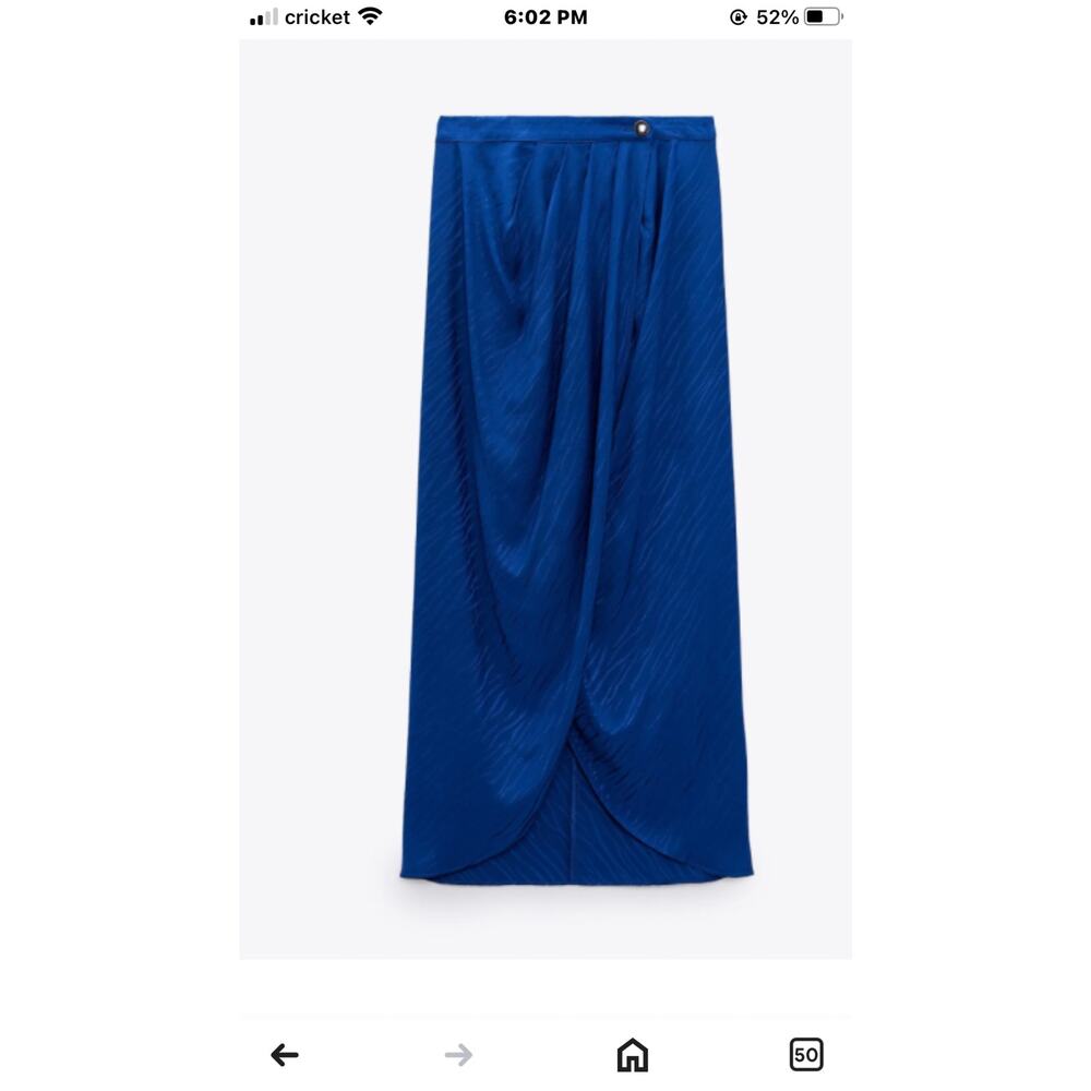 Zara Skirt Xxl Blue Midi Tulip Skirt High Waisted Pareo Boho Beachy Career